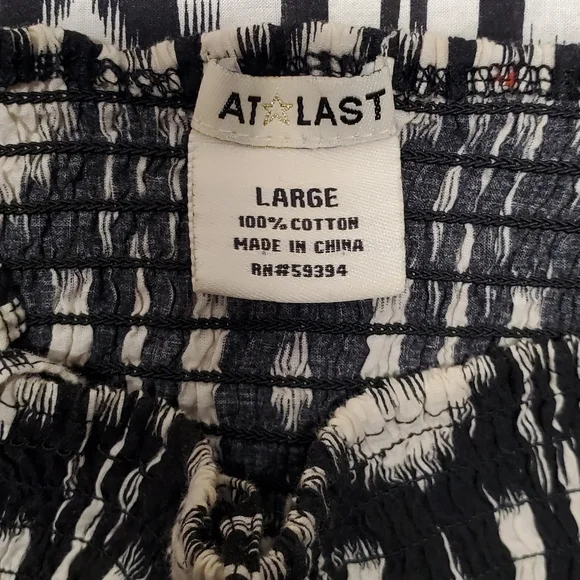 At Last Sundress Women Size Large Black Aztec Print Spaghetti Straps Dress - Picture 8 of 9